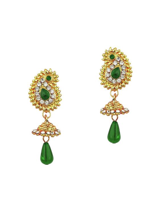Green Gold Tone Necklace & Earrings Set - 15612548 - Zoom Image - 2