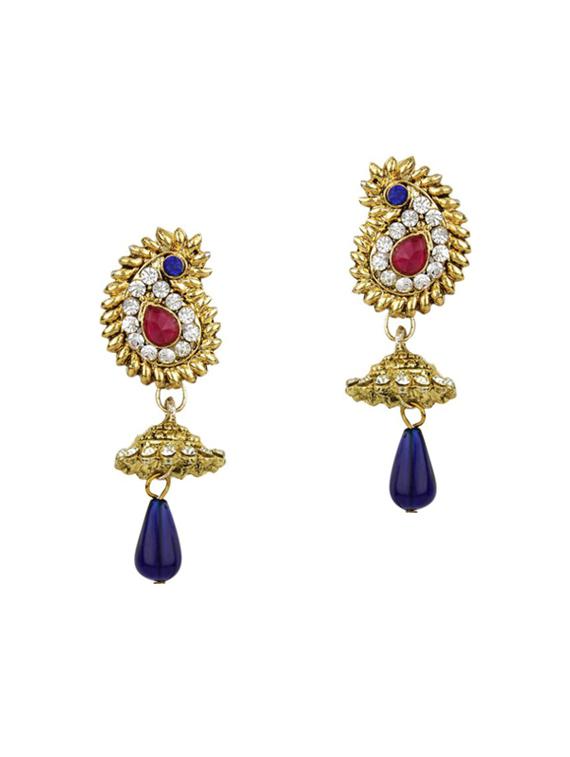 purple Gold Tone Necklace & Earrings Set - 15612553 - Zoom Image - 2