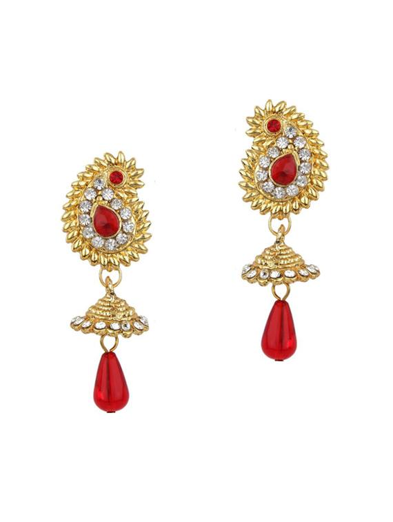 Red Gold Tone Necklace & Earrings Set - 15612554 - Zoom Image - 2
