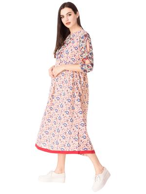 Flared printed slit sleeves dress - 15612651 - Standard Image - 2