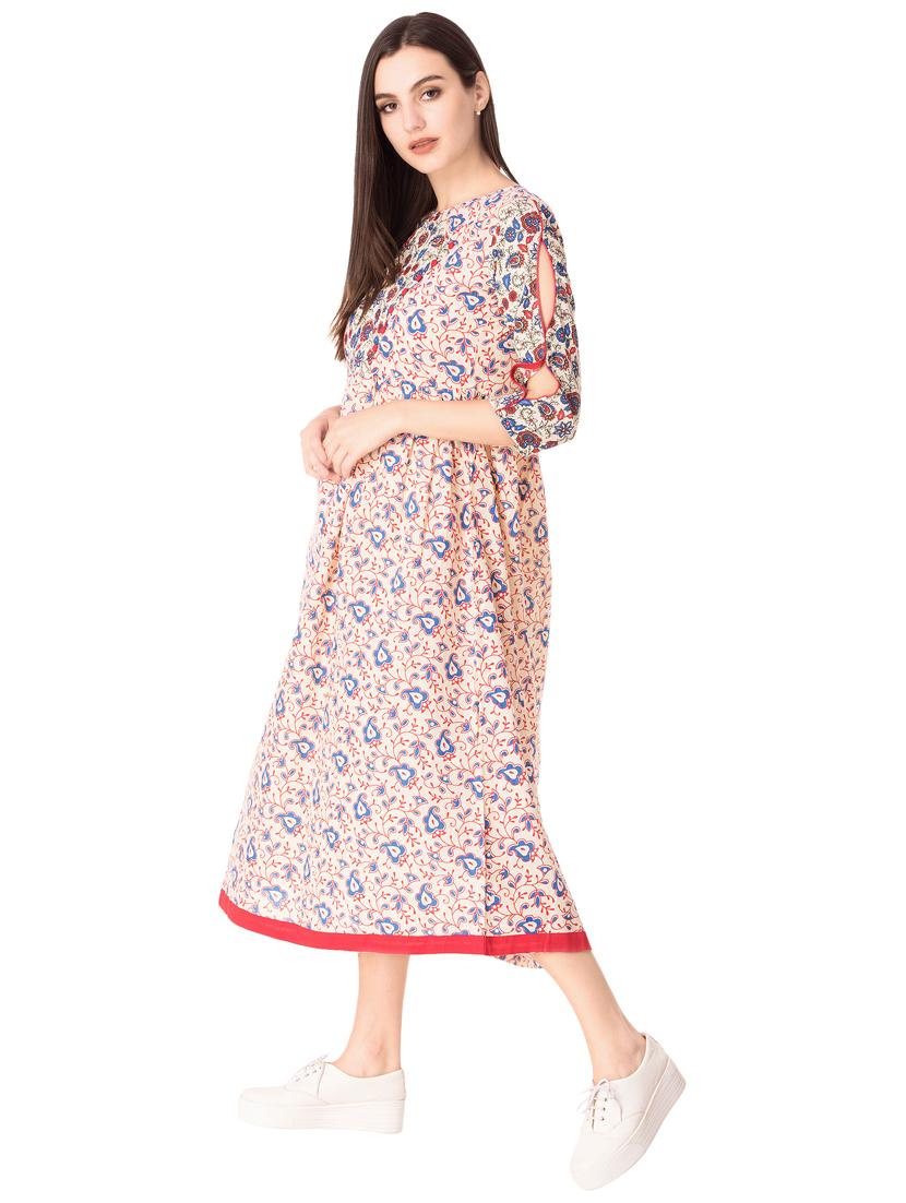 Flared printed slit sleeves dress - 15612651 - Zoom Image - 2