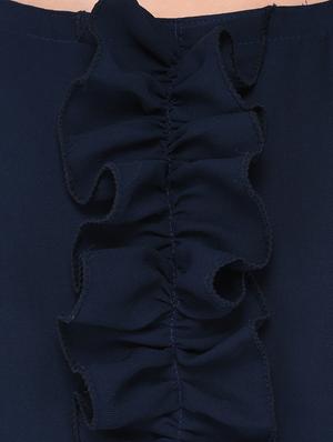 navy blue frill detail asymmetric dress - 15612875 - Standard Image - 5