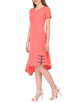 button detail solid asymmetric dress - 15612877 - Standard Image - 2