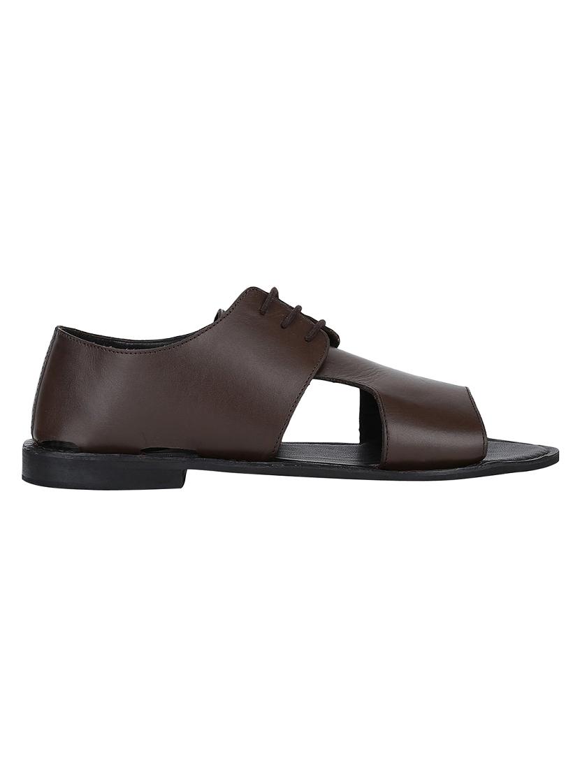 brown Leather lace-up sandals - 15613034 - Zoom Image - 2