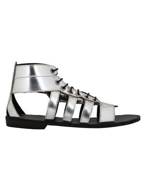 silver Leather lace-up sandals - 15613035 - Standard Image - 2