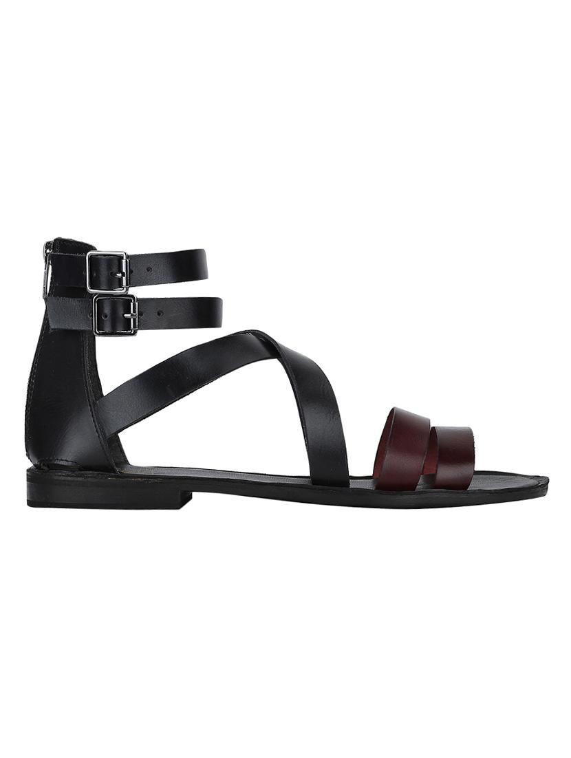 black Leather back strap sandals - 15613054 - Zoom Image - 2