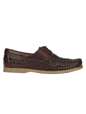 tan Leather lace up boatshoes - 15613143 - Standard Image - 2