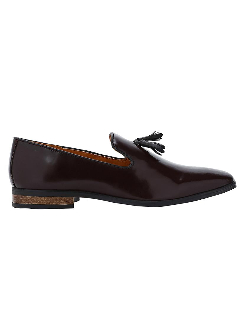 maroon Leather tassel slip ons - 15613155 - Zoom Image - 2