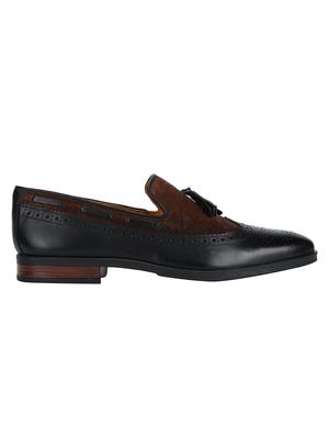black Leather tassel slip ons - 15613159 - Standard Image - 2