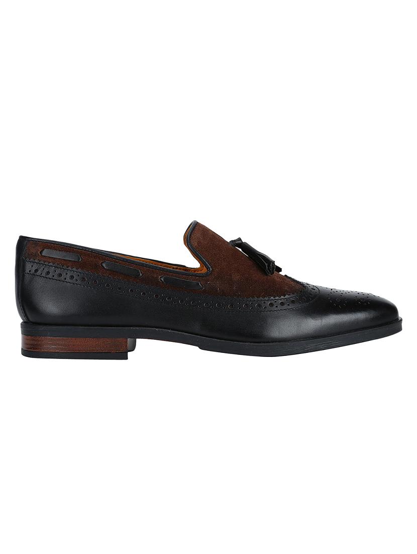 black Leather tassel slip ons - 15613159 - Zoom Image - 2