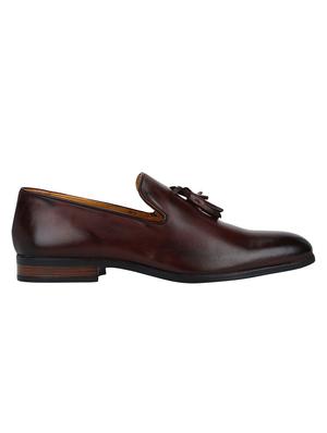 maroon Leather tassel slip ons - 15613160 - Standard Image - 2