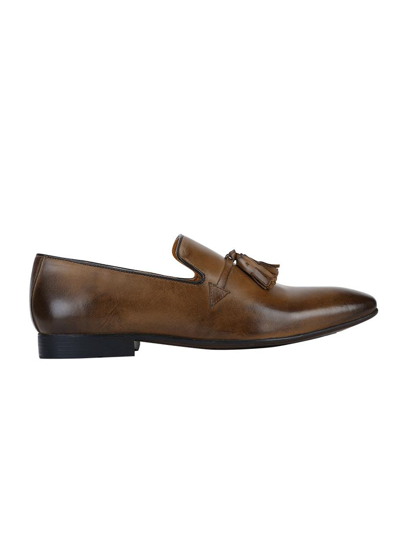 tan Leather tassel slip ons - 15613191 - Zoom Image - 2