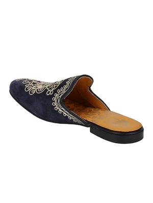 navy Suede slip on mules - 15613203 - Standard Image - 2