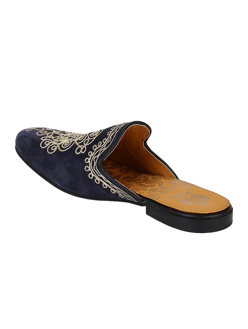 navy Suede slip on mules - 15613203 - Zoom Image - 2