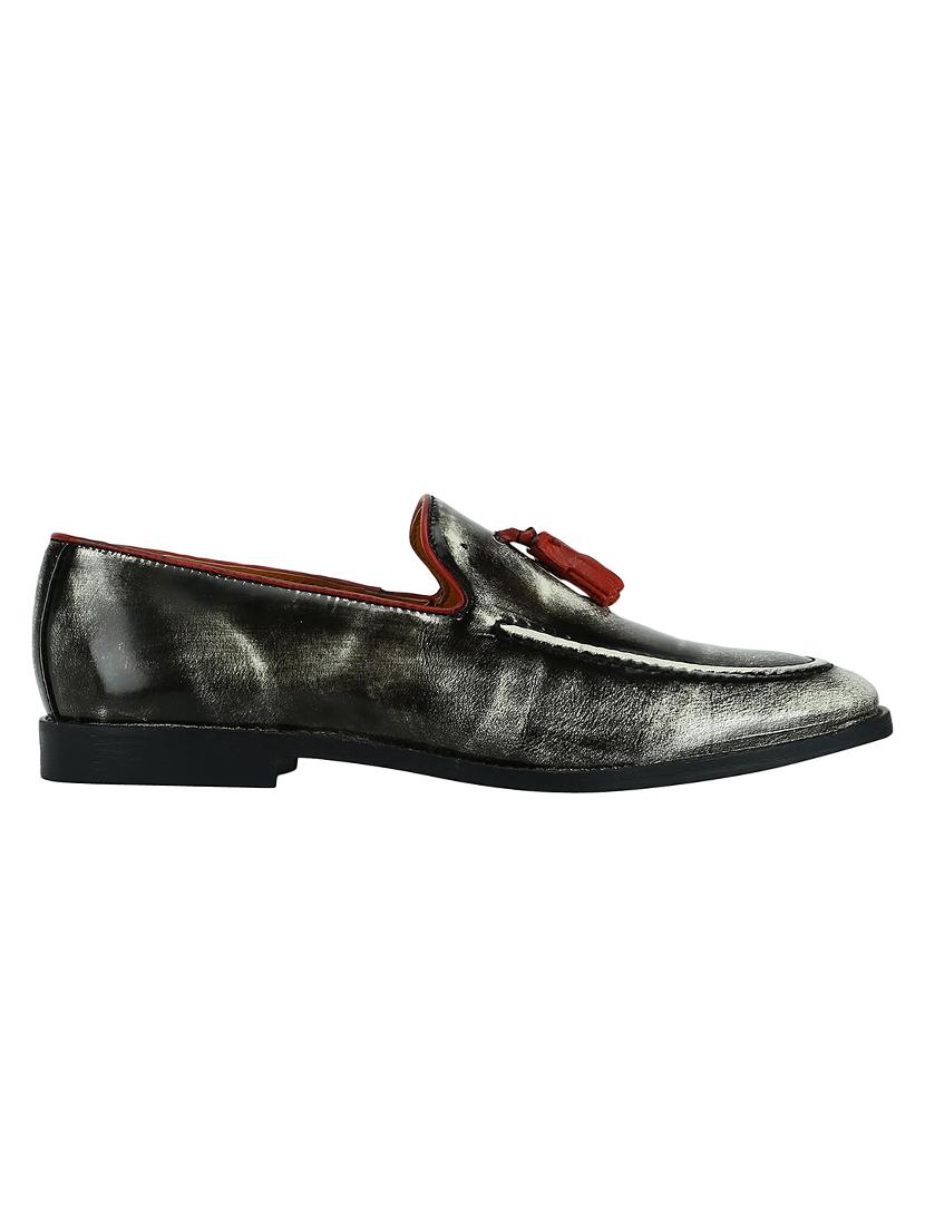 black Leather tassel slipons - 15613208 - Zoom Image - 2