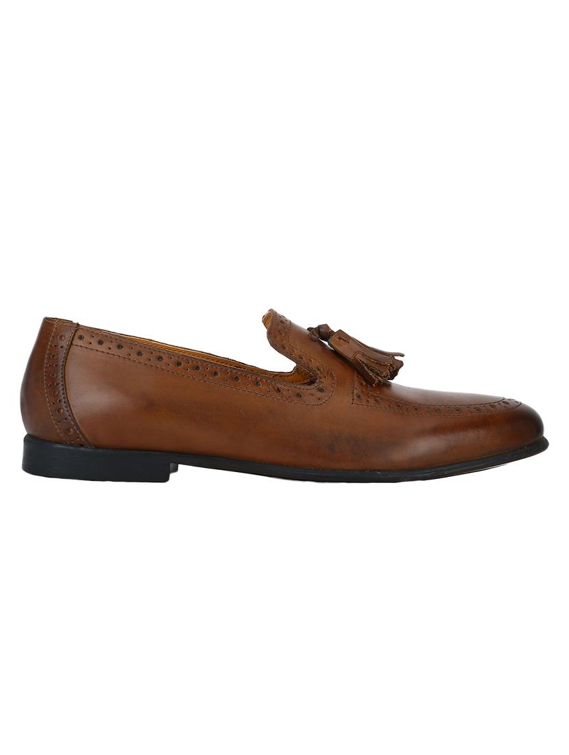 tan Leather tassel slip ons - 15613212 - Zoom Image - 2