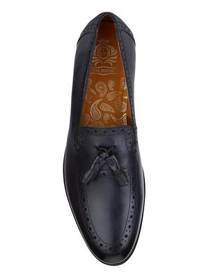 navy Leather tassel slip ons - 15613213 - Standard Image - 5