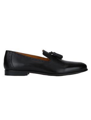 black Leather tassel slip ons - 15613214 - Standard Image - 2