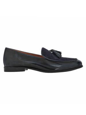 navy Leather tassel slip ons - 15613220 - Standard Image - 2