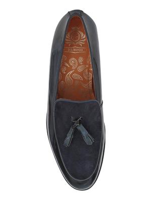 navy Leather tassel slip ons - 15613220 - Standard Image - 5