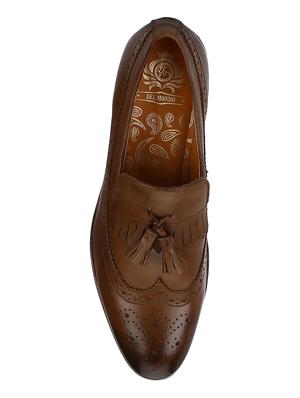 tan Leather tassel slip ons - 15613221 - Standard Image - 5