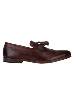 maroon Leather tassel slip ons - 15613222 - Standard Image - 2
