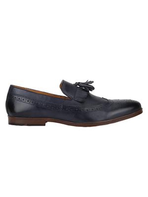 navy Leather tassel slip ons - 15613223 - Standard Image - 2