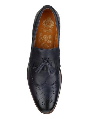 navy Leather tassel slip ons - 15613223 - Standard Image - 5