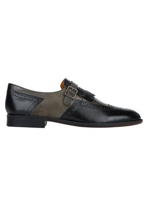 black Leather slip on monk straps - 15613225 - Standard Image - 2