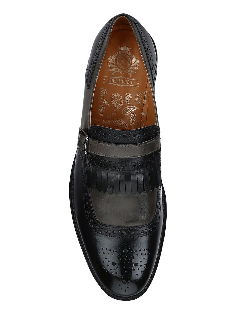 black Leather slip on monk straps - 15613225 - Zoom Image - 5