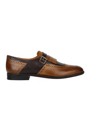 tan Leather slip on monk straps - 15613226 - Standard Image - 2