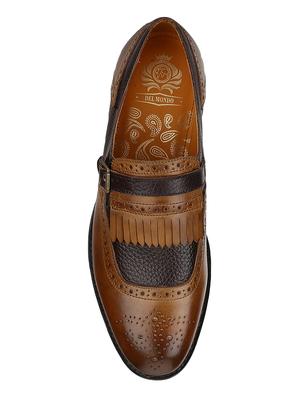 tan Leather slip on monk straps - 15613226 - Standard Image - 5