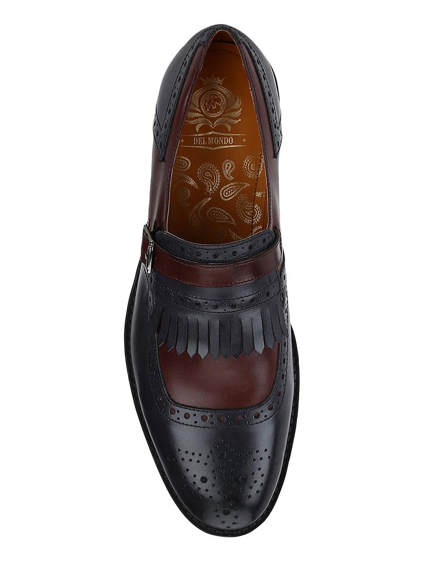 navy Leather slip on monk straps - 15613227 - Zoom Image - 5