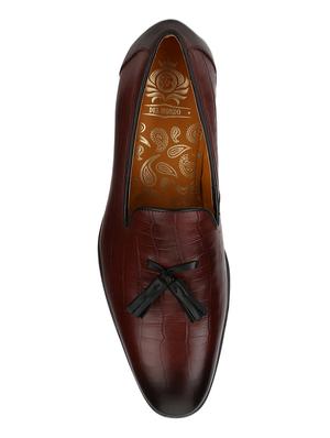 brown Leather tassel slip ons - 15613229 - Standard Image - 5