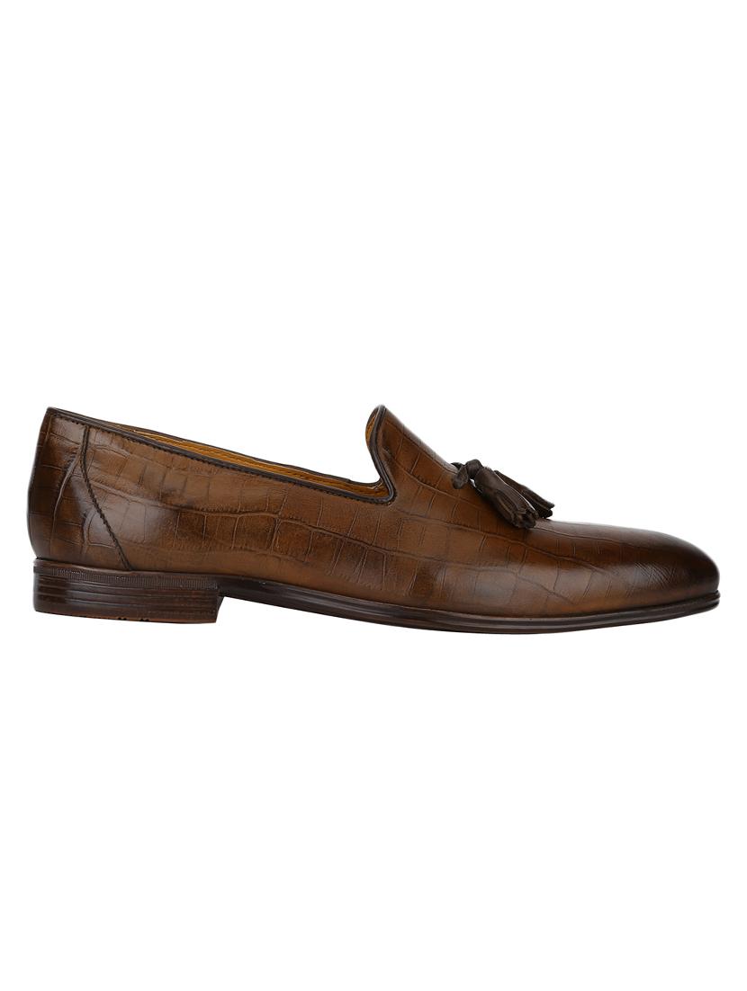 tan Leather tassel slip ons - 15613230 - Zoom Image - 2
