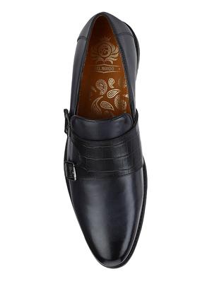black Leather slip on monk straps - 15613231 - Standard Image - 5