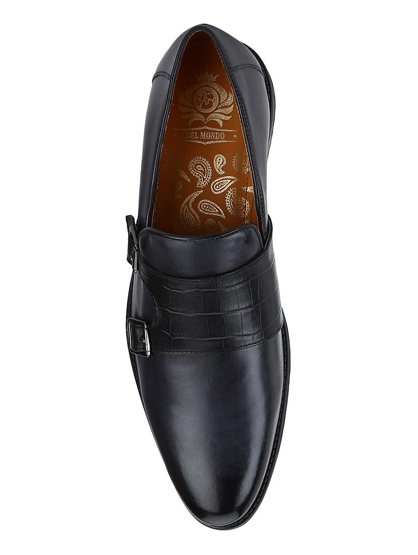 black Leather slip on monk straps - 15613231 - Zoom Image - 5