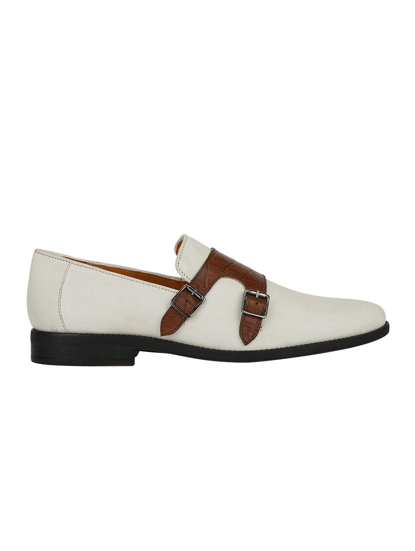 white Leather slip on monk straps - 15613232 - Zoom Image - 2