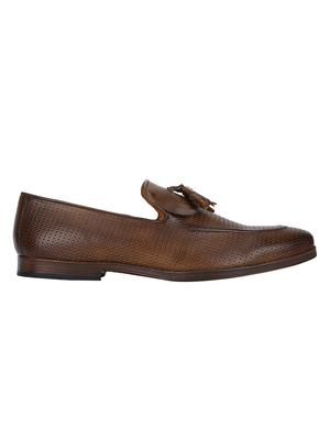 tan Leather tassel slip ons - 15613233 - Standard Image - 2