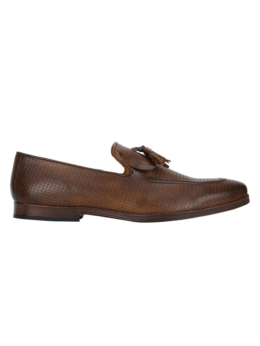 tan Leather tassel slip ons - 15613233 - Zoom Image - 2