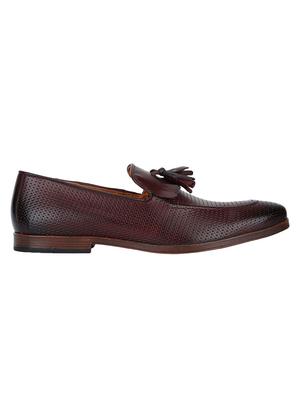 maroon Leather tassel slip ons - 15613234 - Standard Image - 2