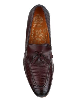 maroon Leather tassel slip ons - 15613234 - Standard Image - 5