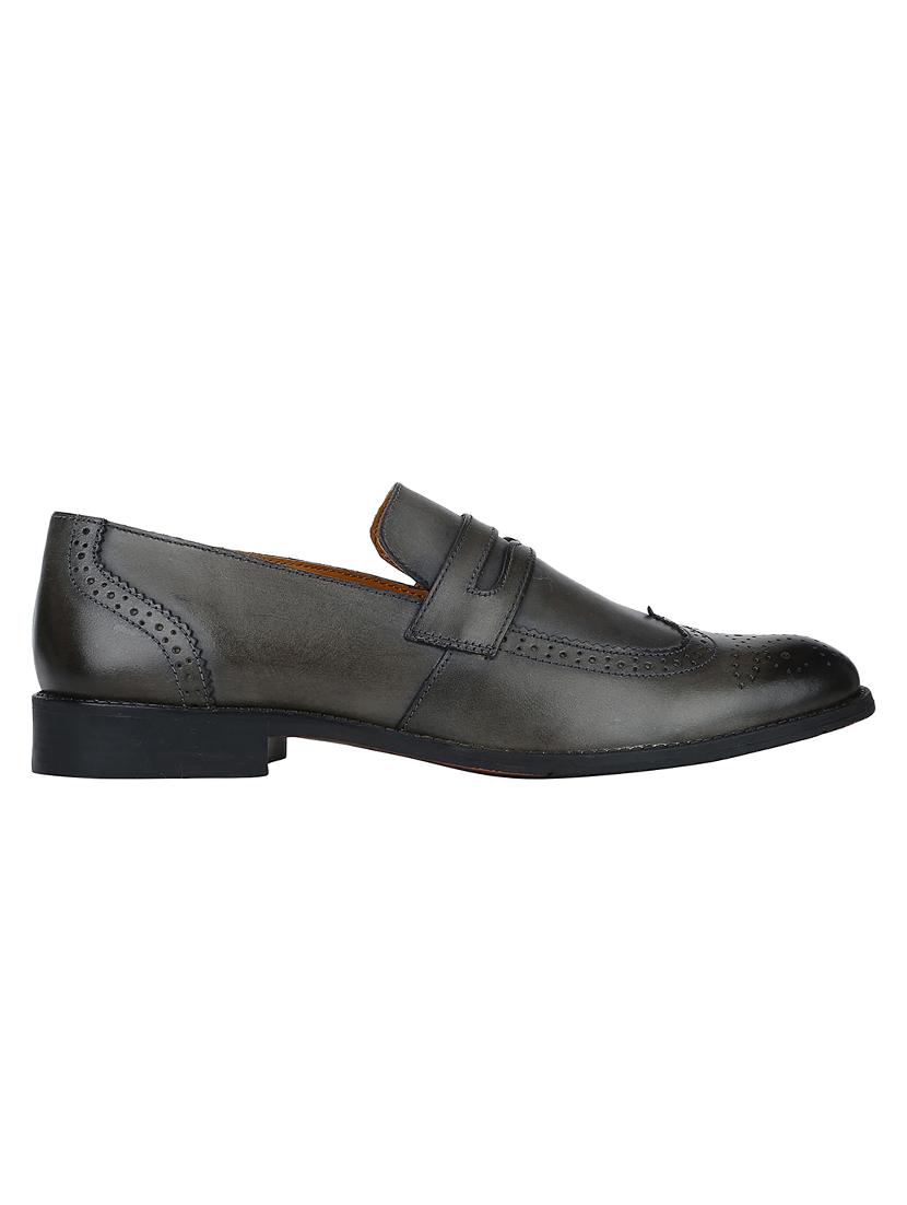 grey Leather formal slip ons - 15613239 - Zoom Image - 2