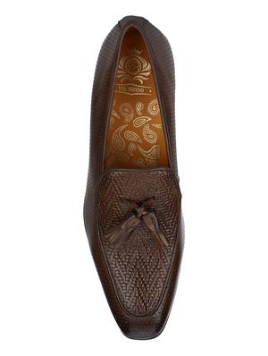 brown Leather tassel slip ons - 15613245 - Standard Image - 5