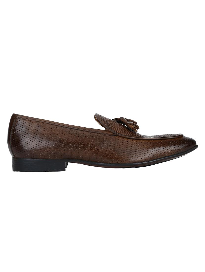 brown Leather tassel slip ons - 15613245 - Zoom Image - 2