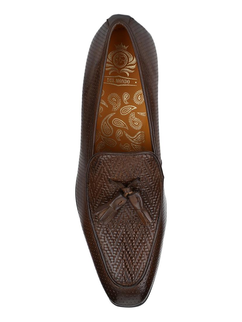 brown Leather tassel slip ons - 15613245 - Zoom Image - 5