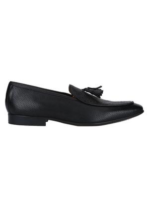 black Leather tassel slip ons - 15613246 - Standard Image - 2