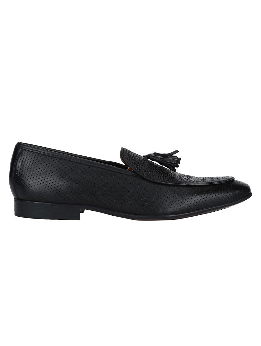 black Leather tassel slip ons - 15613246 - Zoom Image - 2