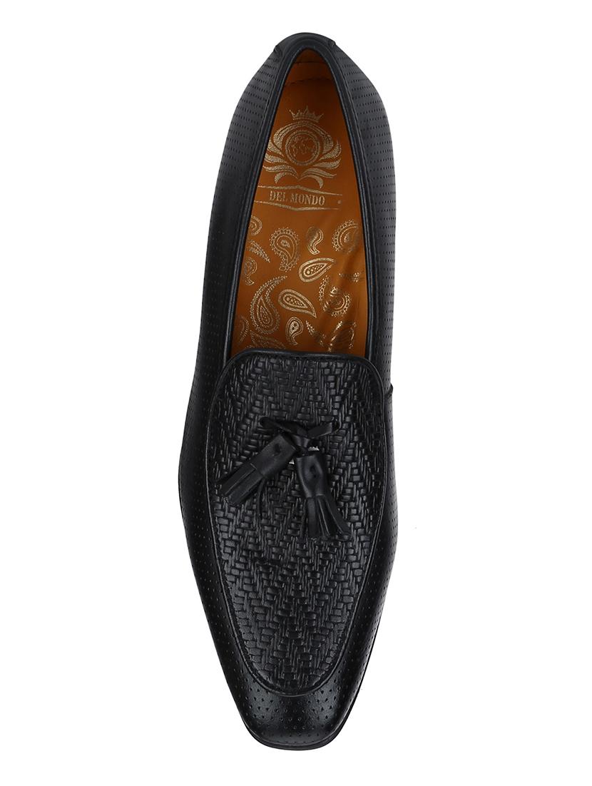 black Leather tassel slip ons - 15613246 - Zoom Image - 5