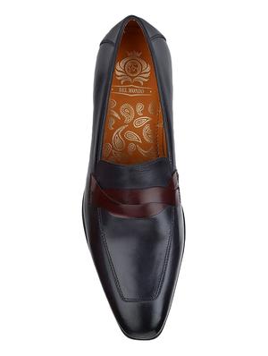 navy Leather formal slip ons - 15613250 - Standard Image - 5